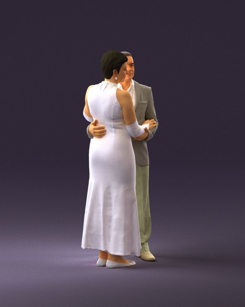 001001 pieces in white and gray suit and dress 3D model_3
