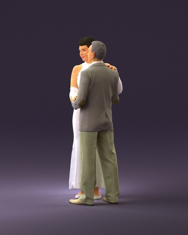 001001 pieces in white and gray suit and dress 3D model_8