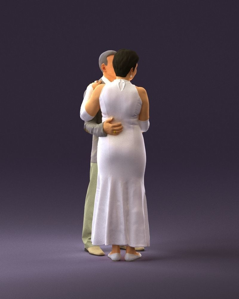 001001 pieces in white and gray suit and dress 3D model_4