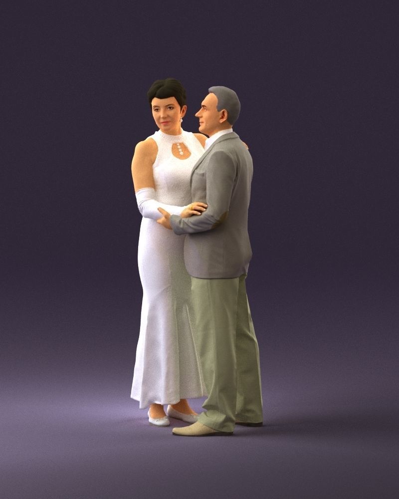 001001 pieces in white and gray suit and dress 3D model_9