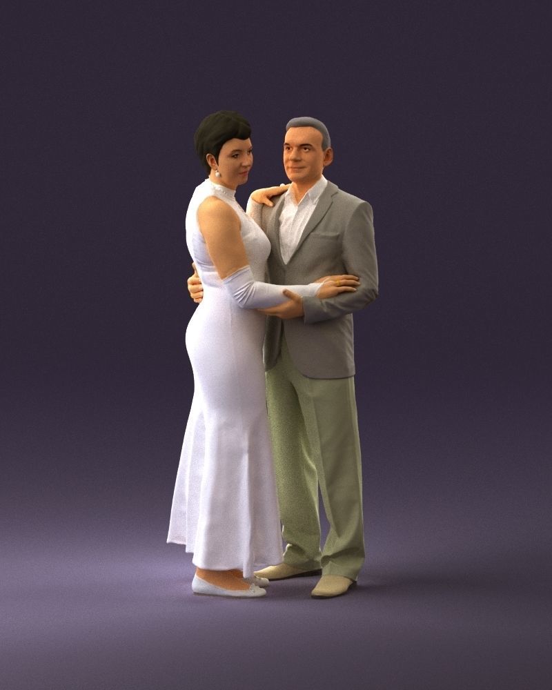 001001 pieces in white and gray suit and dress 3D model_1