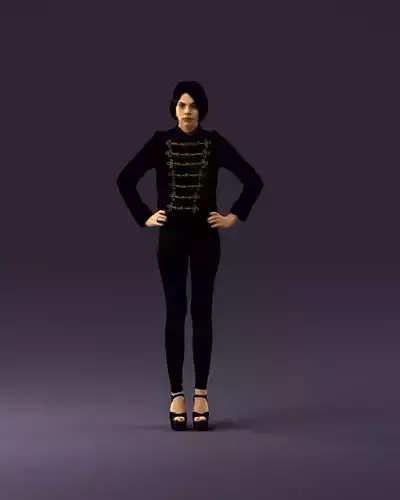 001003 woman in black show suit