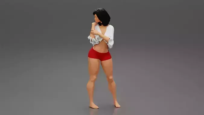 Beautiful Woman Posing In Nightie 3D print model