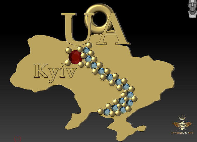 Ukraine map pendant 3D print model