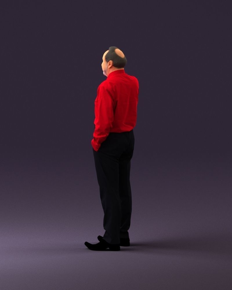 001004 man in red tshirt black tie phone talking 3D Print Ready 3D print model_19