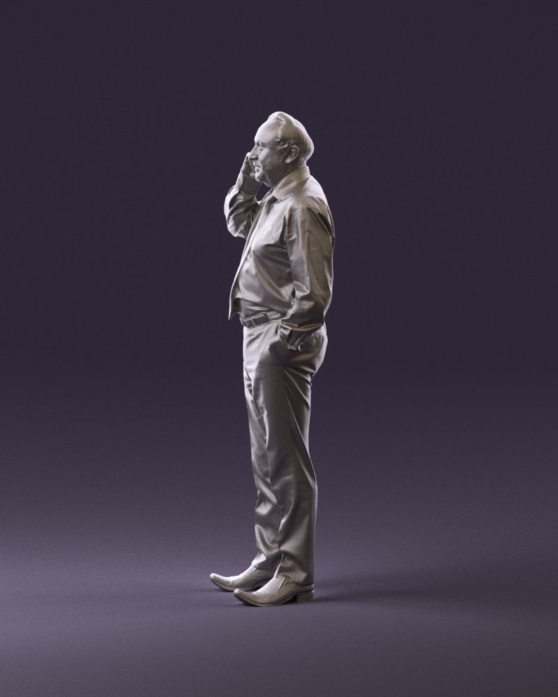 001004 man in red tshirt black tie phone talking 3D Print Ready 3D print model_8