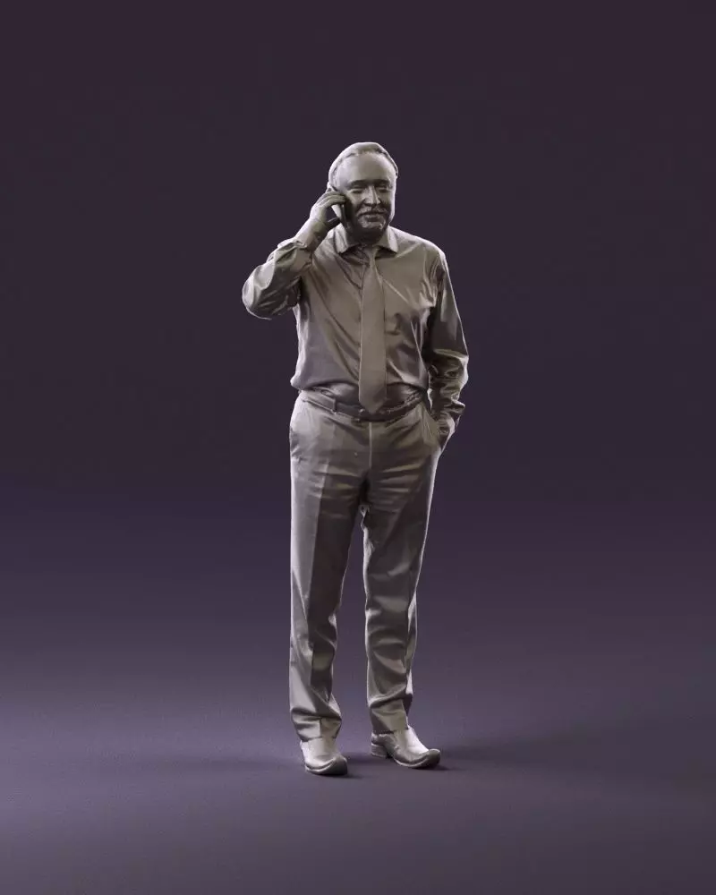 001004 man in red tshirt black tie phone talking 3D Print Ready 3D print model_0