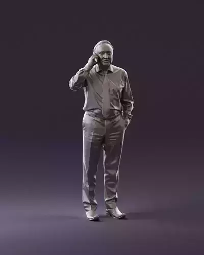 001004 man in red tshirt black tie phone talking 3D Print Ready