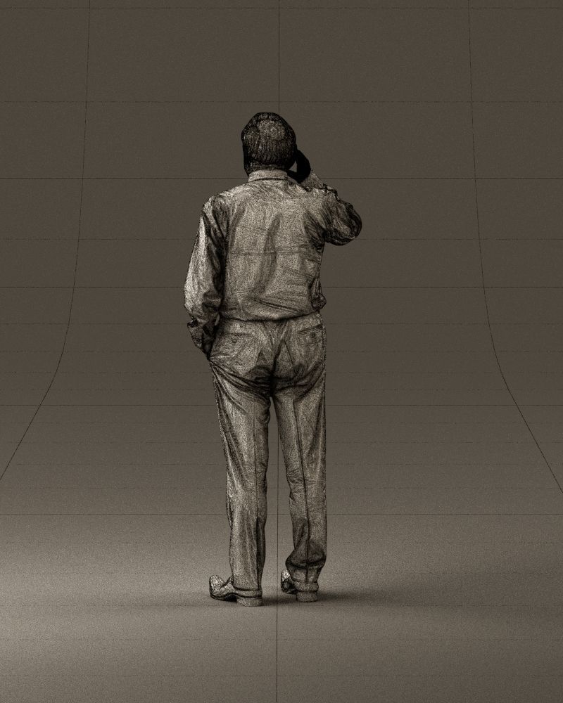 001004 man in red tshirt black tie phone talking 3D Print Ready 3D print model_30