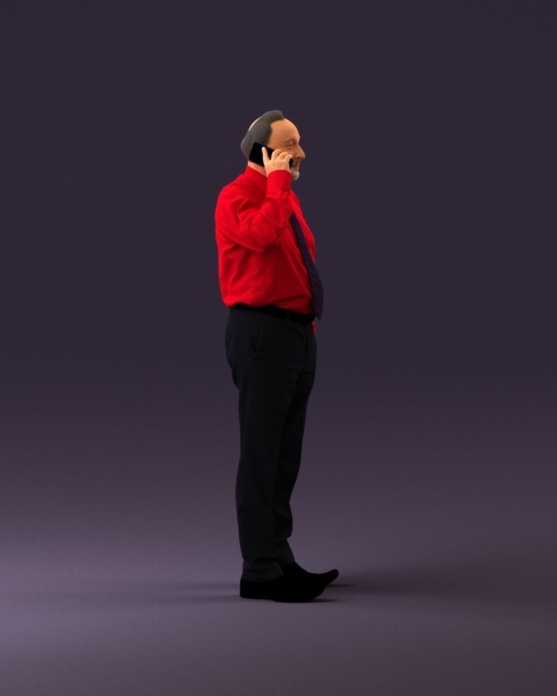 001004 man in red tshirt black tie phone talking 3D Print Ready 3D print model_15