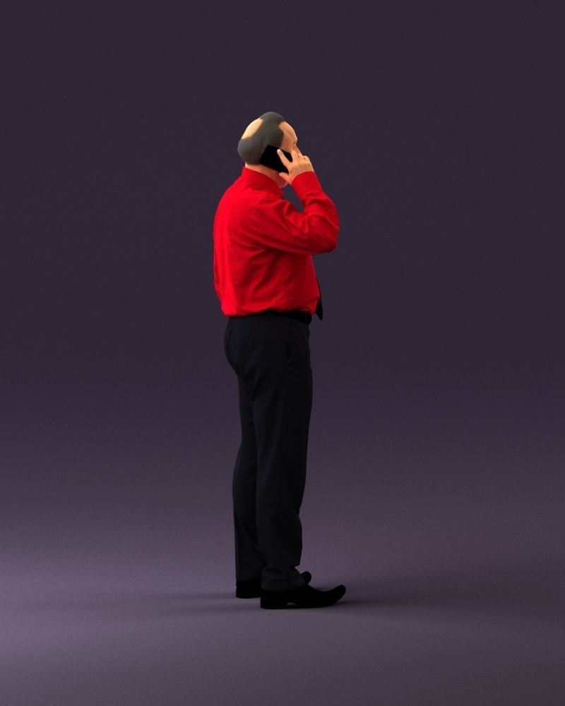 001004 man in red tshirt black tie phone talking 3D Print Ready 3D print model_16