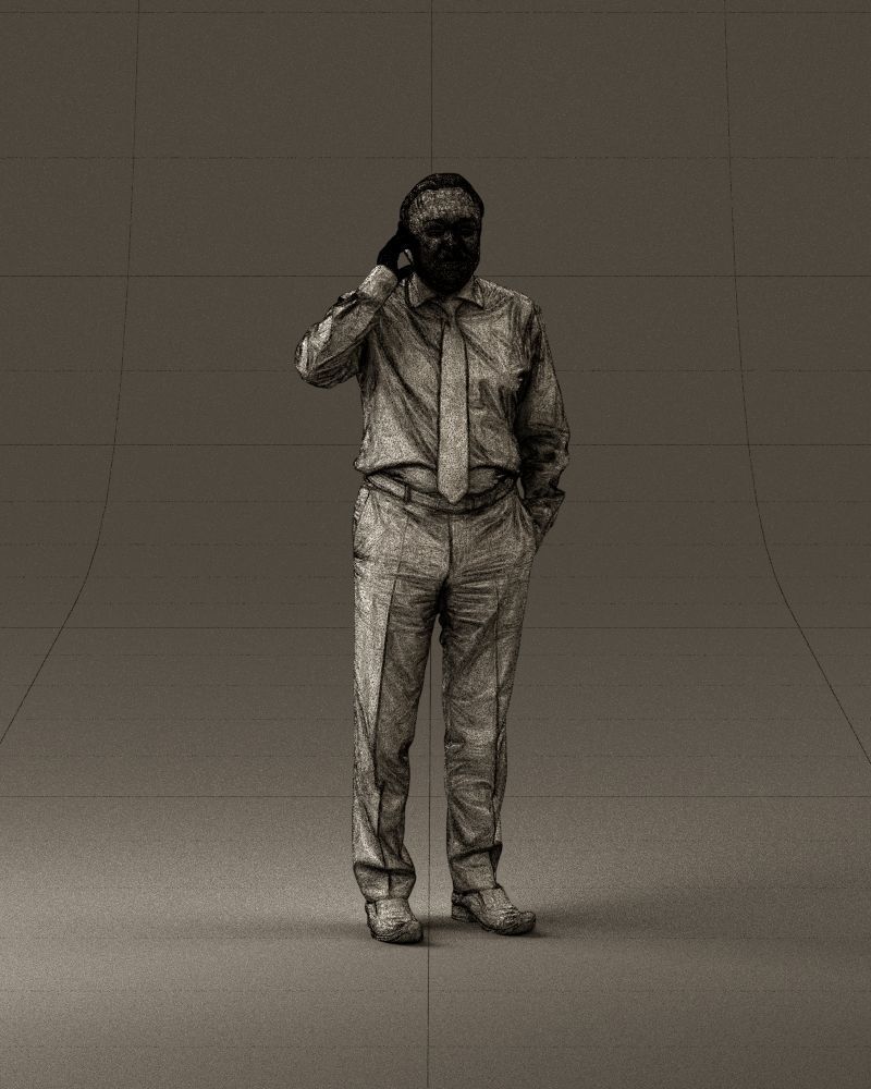 001004 man in red tshirt black tie phone talking 3D Print Ready 3D print model_24