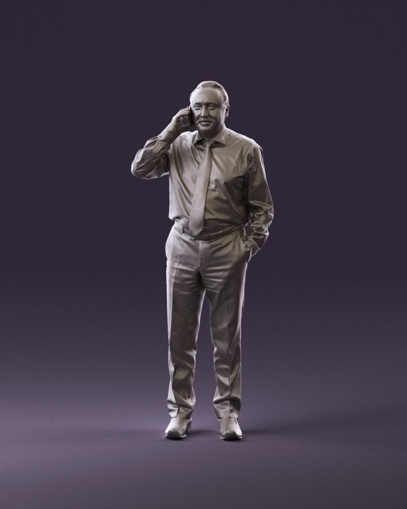 001004 man in red tshirt black tie phone talking 3D Print Ready 3D print model_10