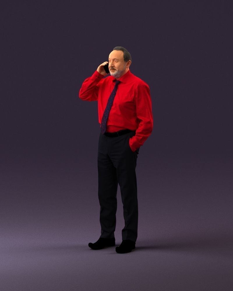 001004 man in red tshirt black tie phone talking 3D Print Ready 3D print model_21