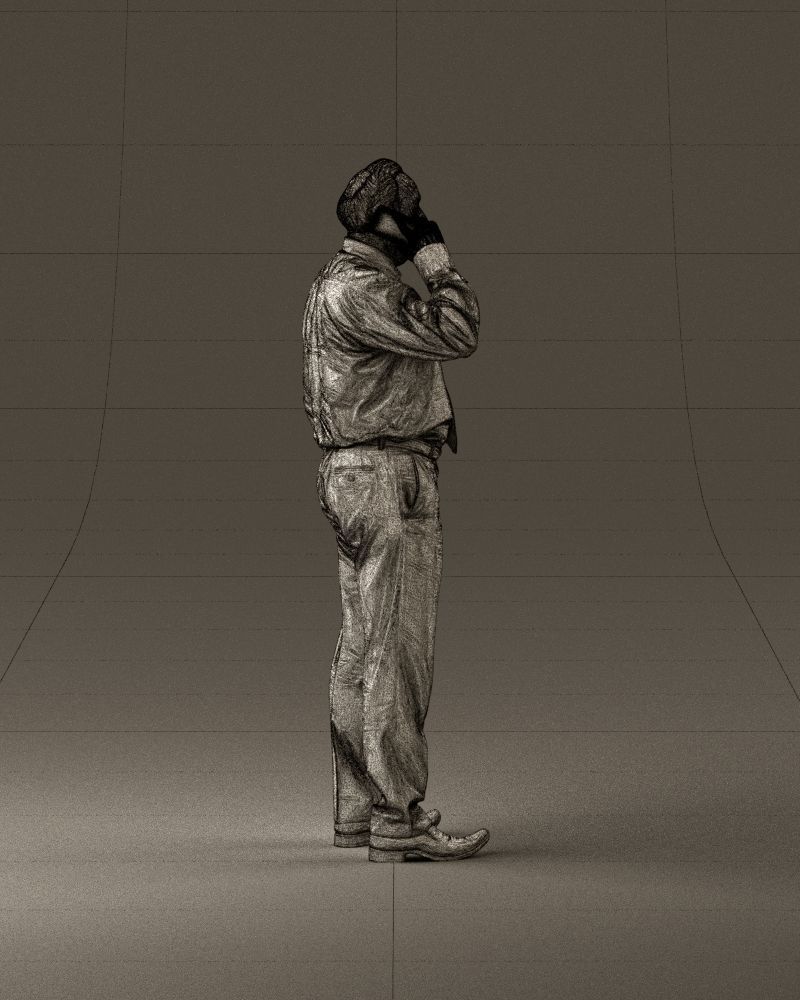 001004 man in red tshirt black tie phone talking 3D Print Ready 3D print model_28