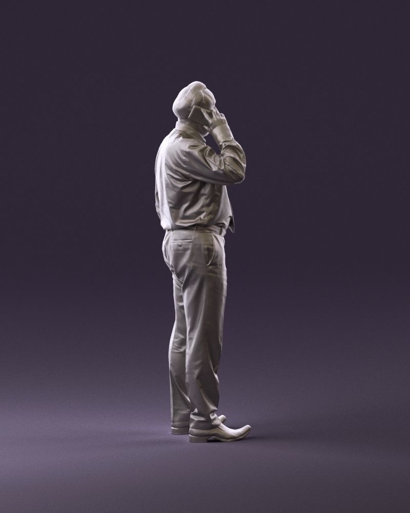 001004 man in red tshirt black tie phone talking 3D Print Ready 3D print model_4