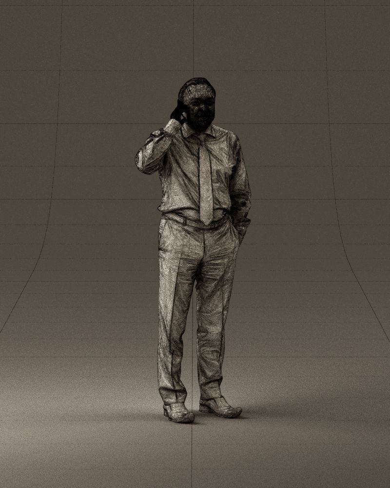 001004 man in red tshirt black tie phone talking 3D Print Ready 3D print model_25