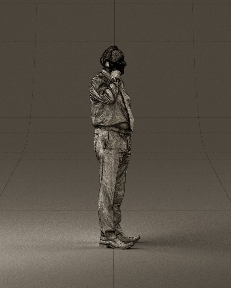 001004 man in red tshirt black tie phone talking 3D Print Ready 3D print model_27