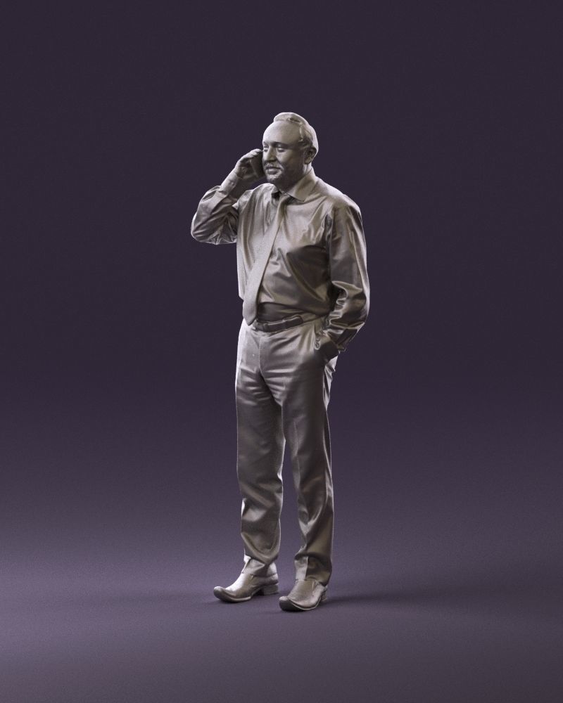 001004 man in red tshirt black tie phone talking 3D Print Ready 3D print model_9