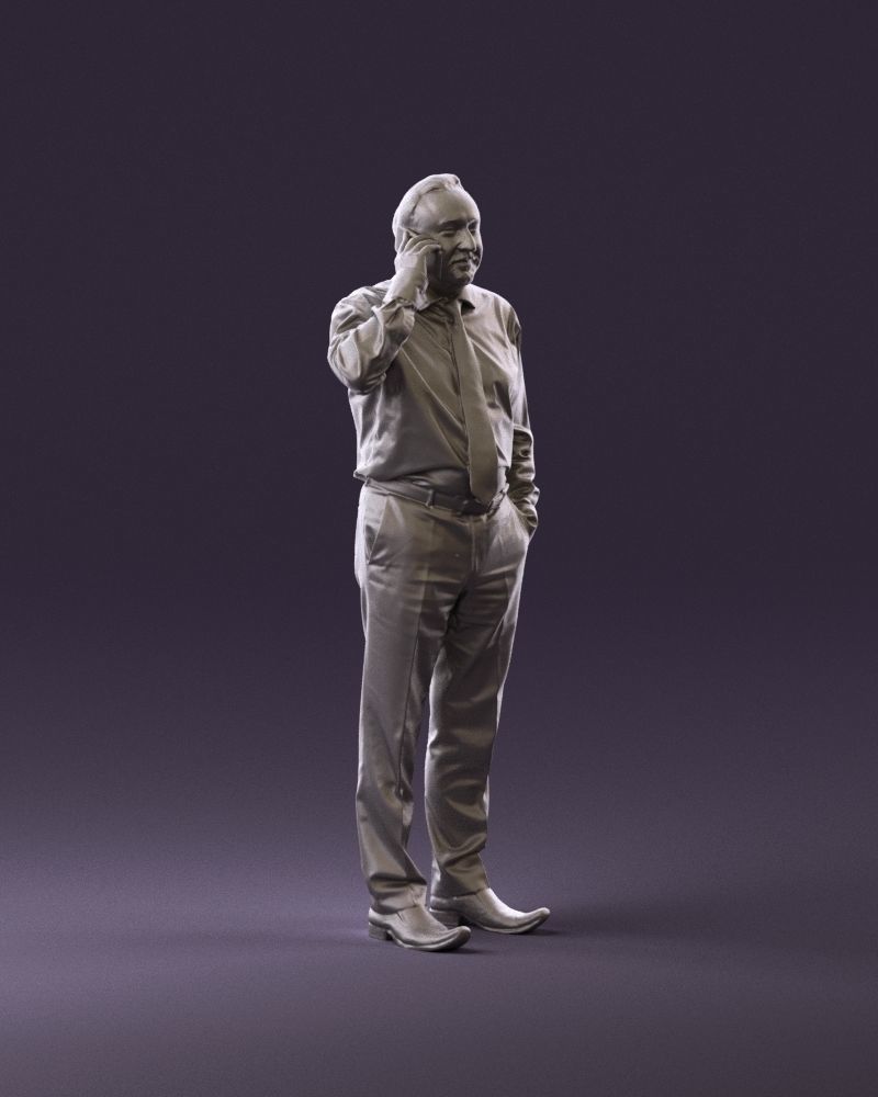 001004 man in red tshirt black tie phone talking 3D Print Ready 3D print model_2