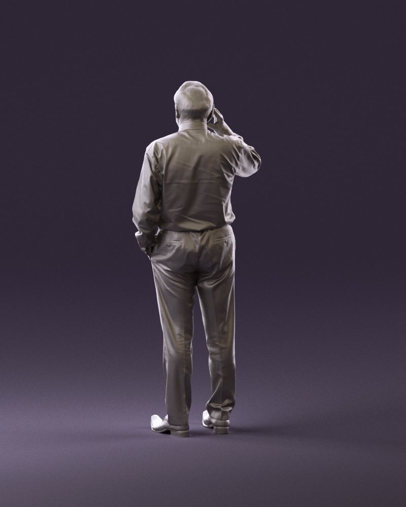 001004 man in red tshirt black tie phone talking 3D Print Ready 3D print model_6