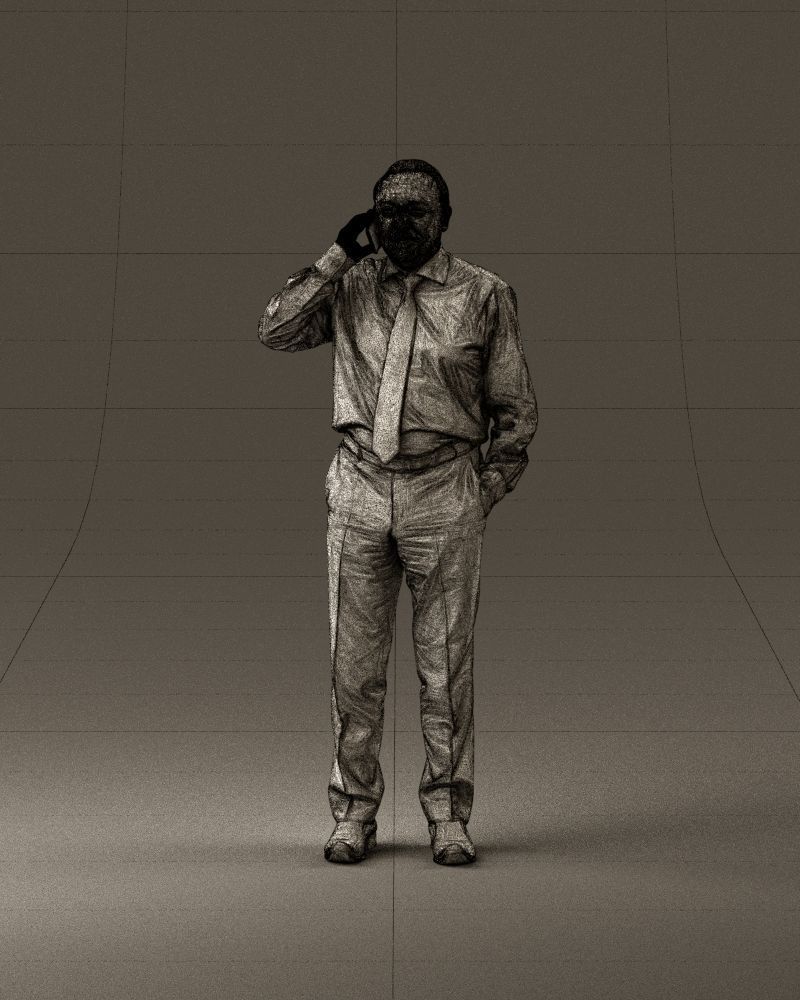 001004 man in red tshirt black tie phone talking 3D Print Ready 3D print model_34