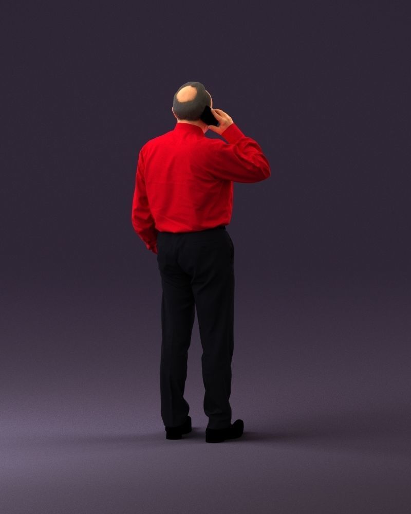 001004 man in red tshirt black tie phone talking 3D Print Ready 3D print model_17