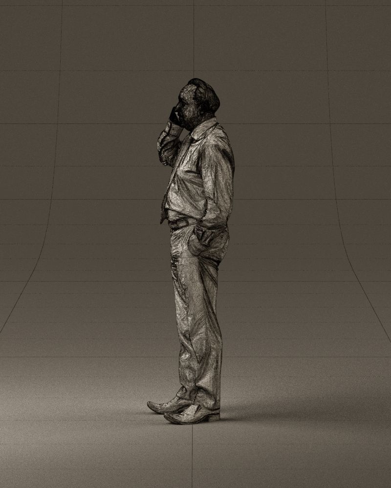 001004 man in red tshirt black tie phone talking 3D Print Ready 3D print model_32