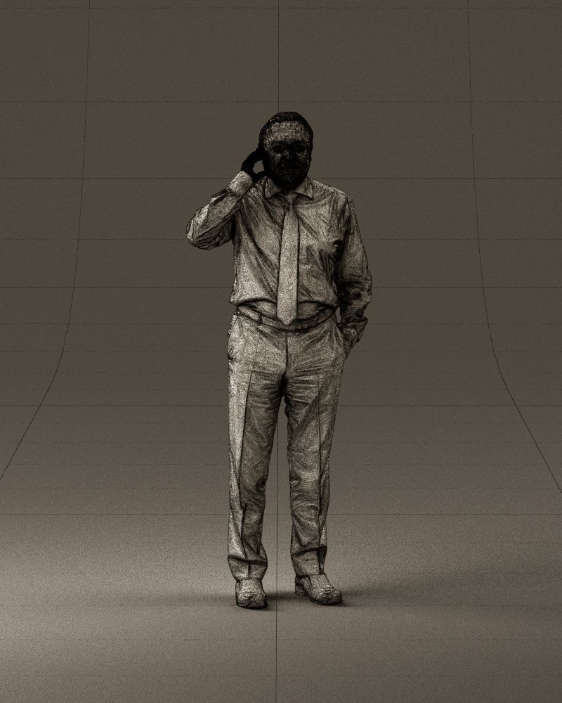 001004 man in red tshirt black tie phone talking 3D Print Ready 3D print model_35