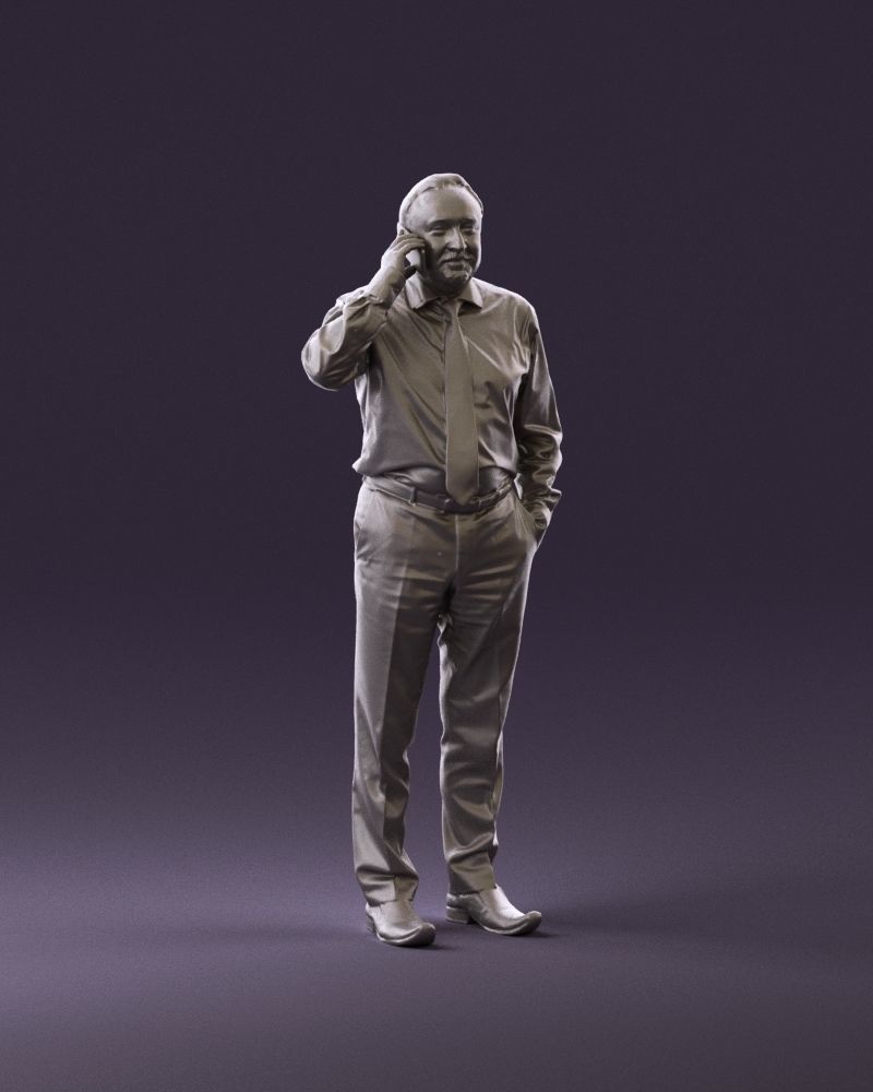 001004 man in red tshirt black tie phone talking 3D Print Ready 3D print model_1