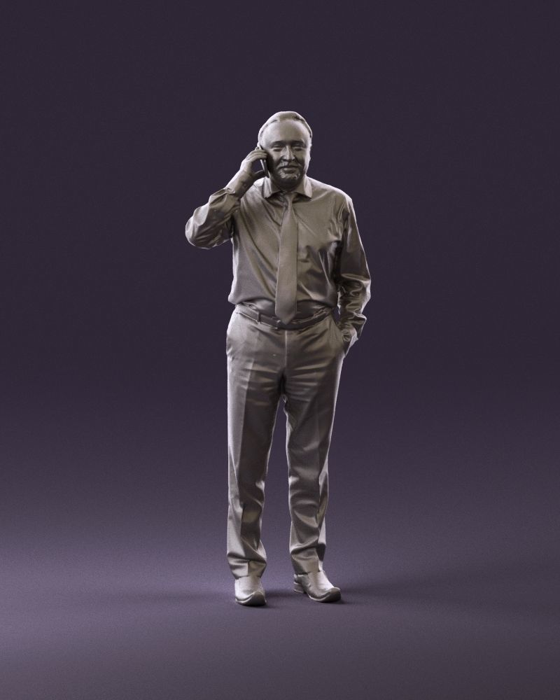 001004 man in red tshirt black tie phone talking 3D Print Ready 3D print model_11