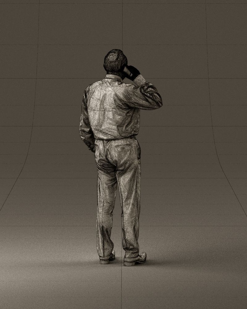 001004 man in red tshirt black tie phone talking 3D Print Ready 3D print model_29