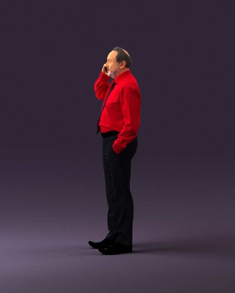 001004 man in red tshirt black tie phone talking 3D Print Ready 3D print model_20