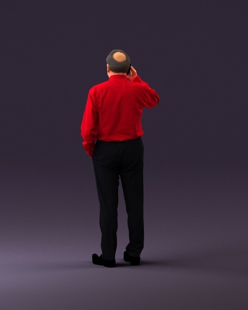 001004 man in red tshirt black tie phone talking 3D Print Ready 3D print model_18
