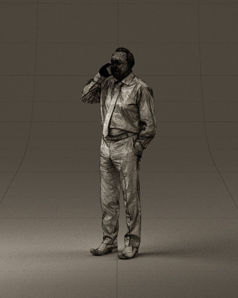 001004 man in red tshirt black tie phone talking 3D Print Ready 3D print model_33