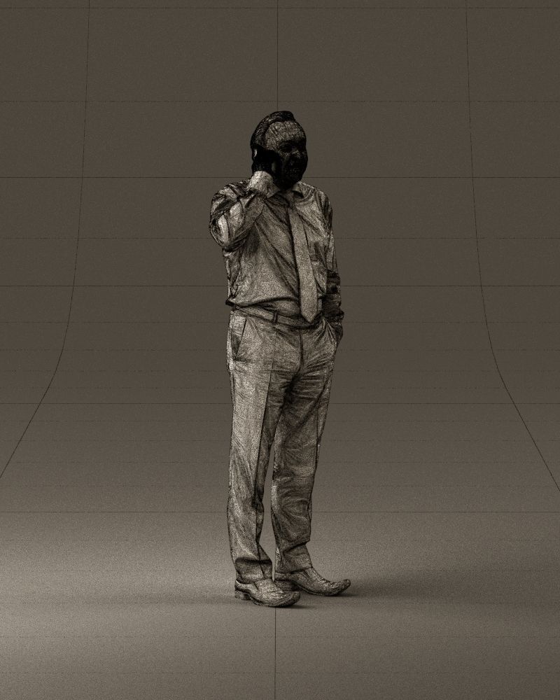 001004 man in red tshirt black tie phone talking 3D Print Ready 3D print model_26