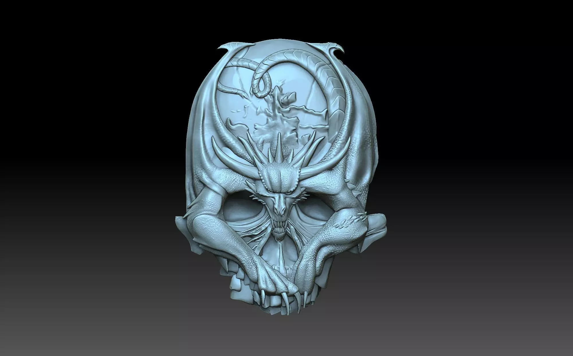 Skull in the form of a dragon 3D print model_0