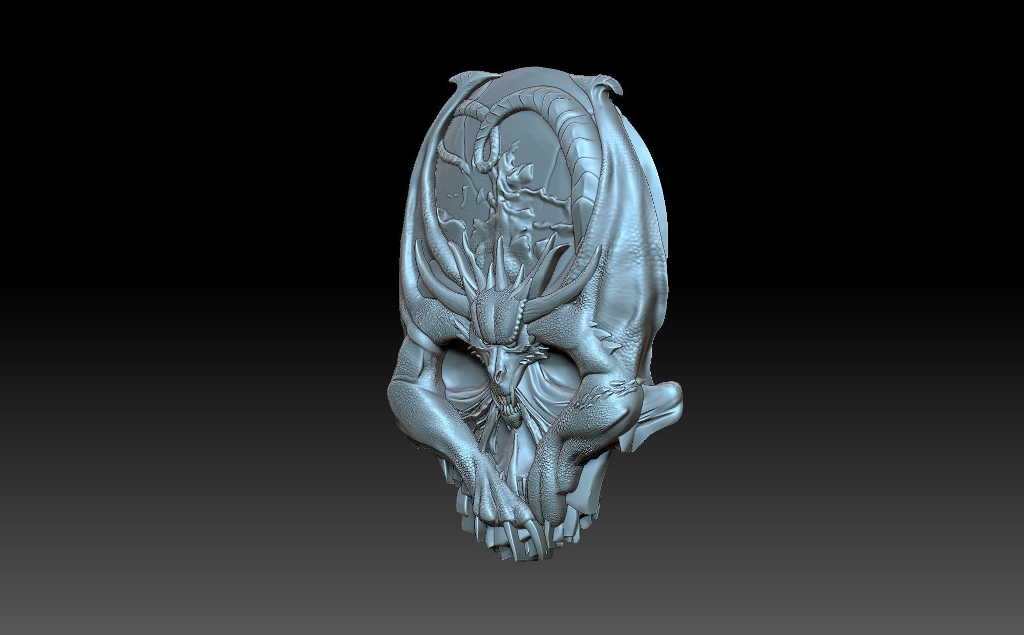 Skull in the form of a dragon 3D print model_1