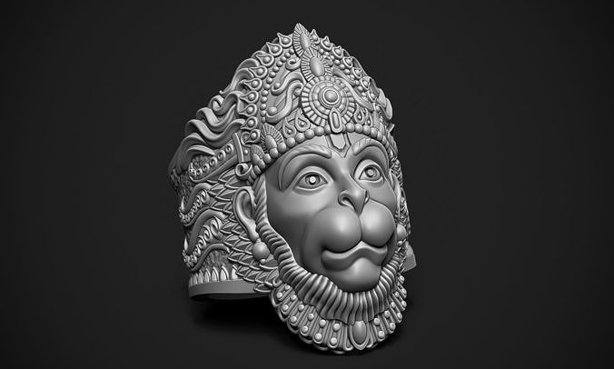 Hanuman JI Ring 3D print model