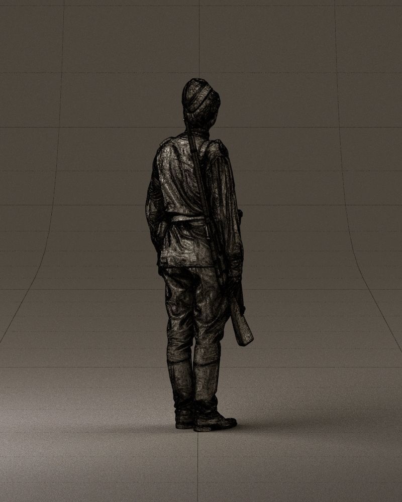 001008 man in soldier uniform sniper rifle 3D Print Ready 3D print model_29