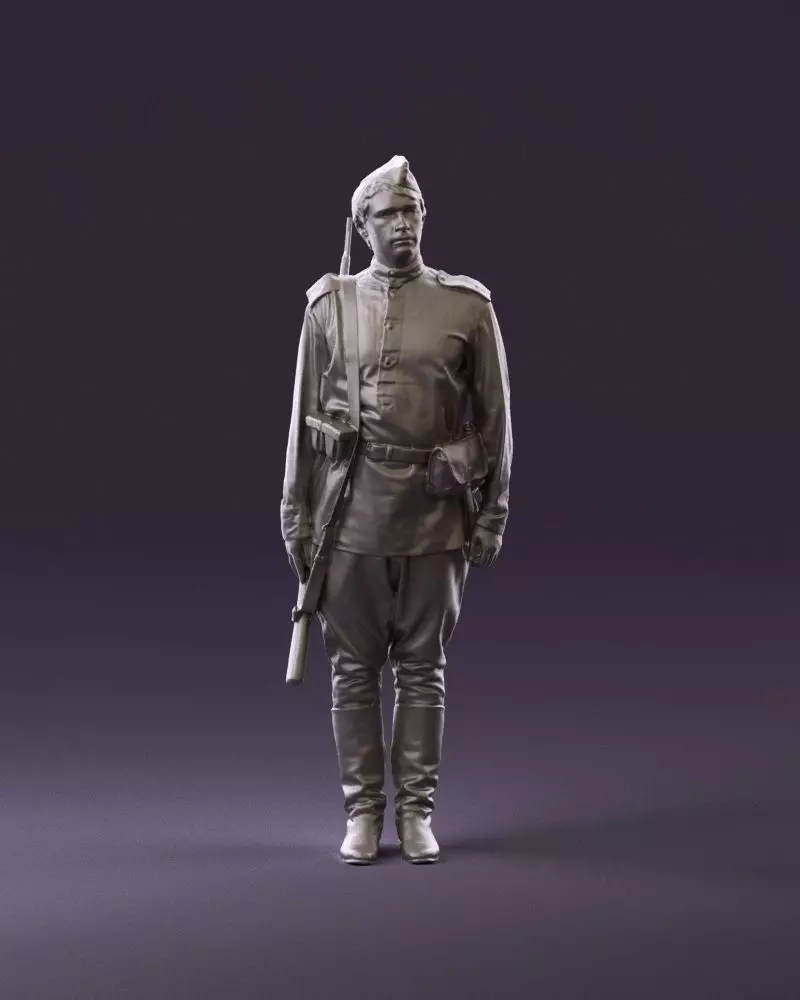 001008 man in soldier uniform sniper rifle 3D Print Ready 3D print model_0