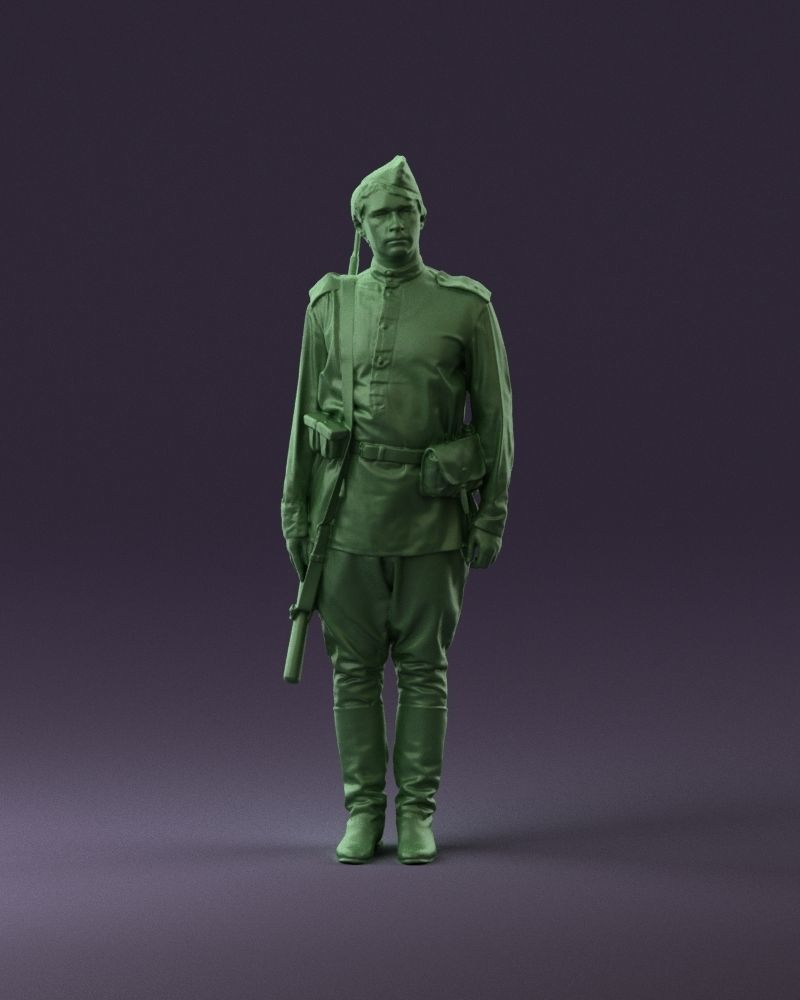 001008 man in soldier uniform sniper rifle 3D Print Ready 3D print model_23