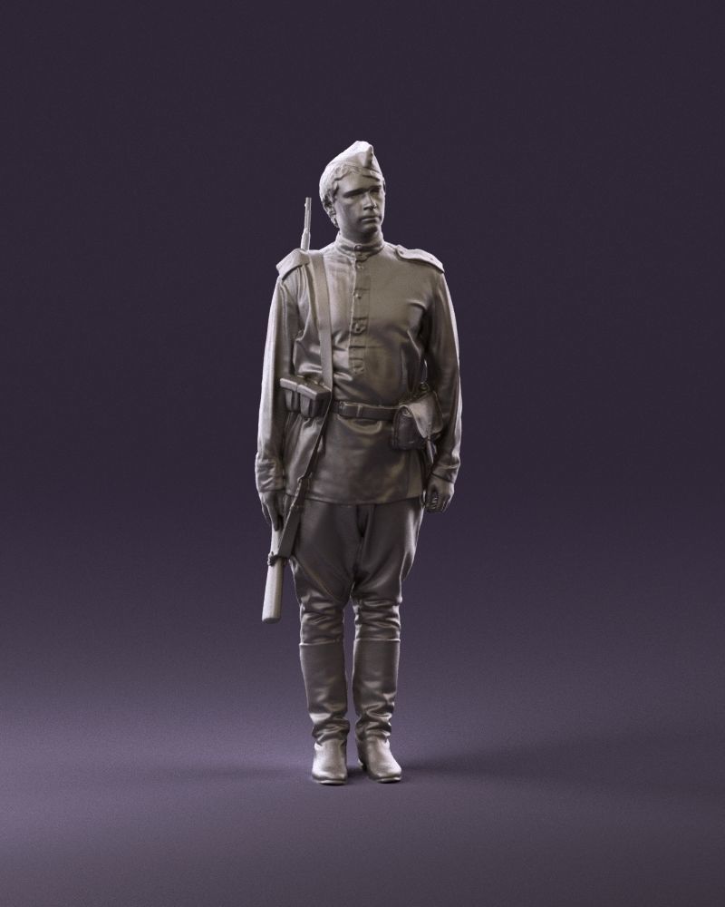 001008 man in soldier uniform sniper rifle 3D Print Ready 3D print model_1