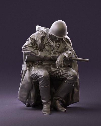 001009 man in soviet soldier uniform with ppsh 3D Print Ready 3D print model