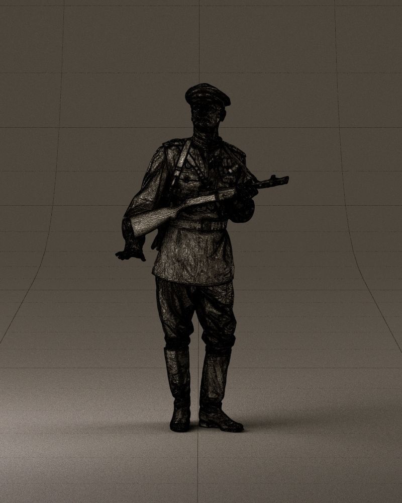 001010 man in soviet officer suit with ppsh 3D model_24