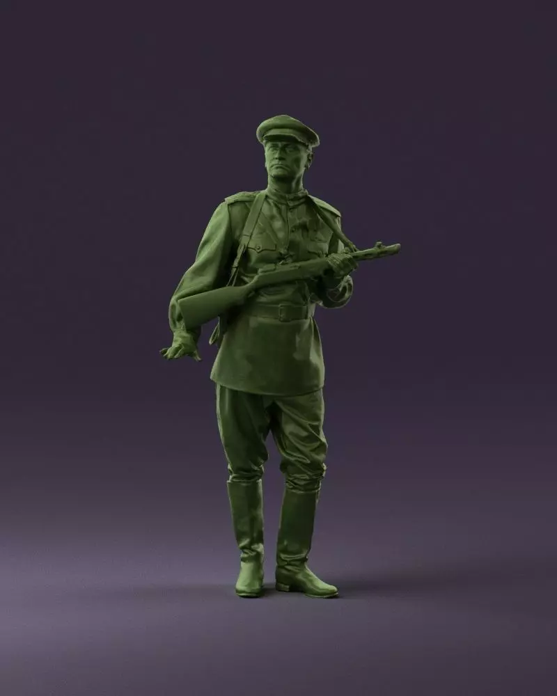 001010 man in soviet officer suit with ppsh 3D model_0