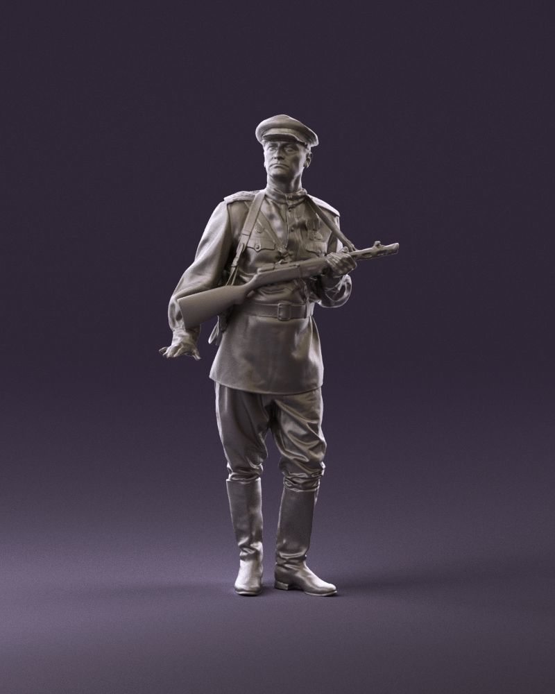 001010 man in soviet officer suit with ppsh 3D model_12