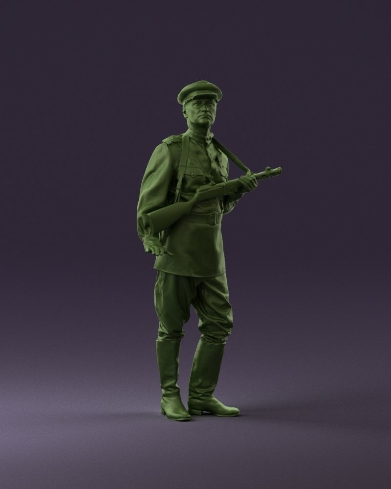 001010 man in soviet officer suit with ppsh 3D model_2