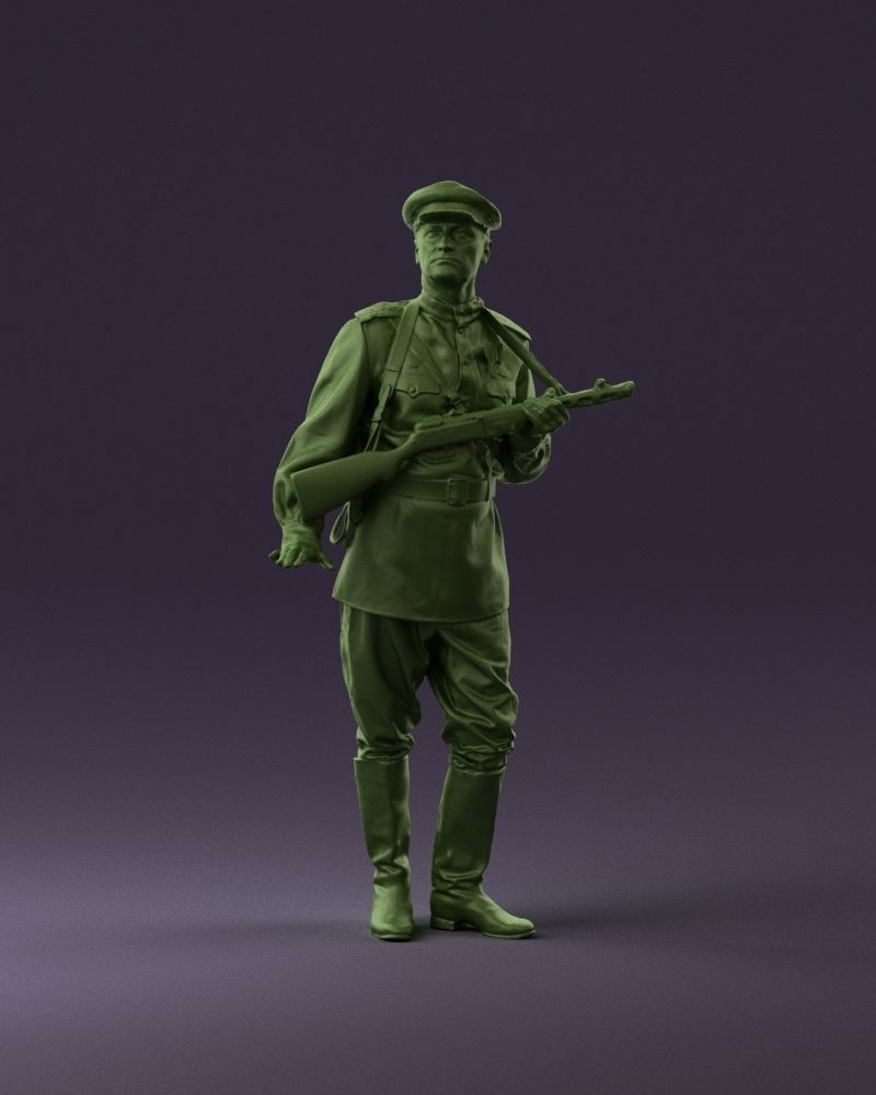 001010 man in soviet officer suit with ppsh 3D model_1