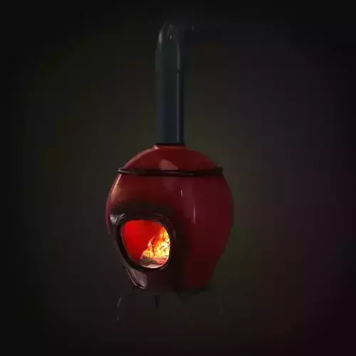 Modern Red Metal Fireplace